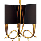 M0540/BS Paola Pendant 3 Arm 6 Light E14 Gold Painted Black Shades & Amber Glass Droplets