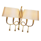 M0540 Paola Pendant 3 Arm 6 Light E14 Gold Painted Cream Shades & Amber Glass Droplets