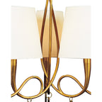 M0540 Paola Pendant 3 Arm 6 Light E14 Gold Painted Cream Shades & Amber Glass Droplets