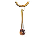M0541/BS Paola Linear Pendant 2 Arm 6 Light E14 Gold Painted Black Shades & Amber Glass Droplets
