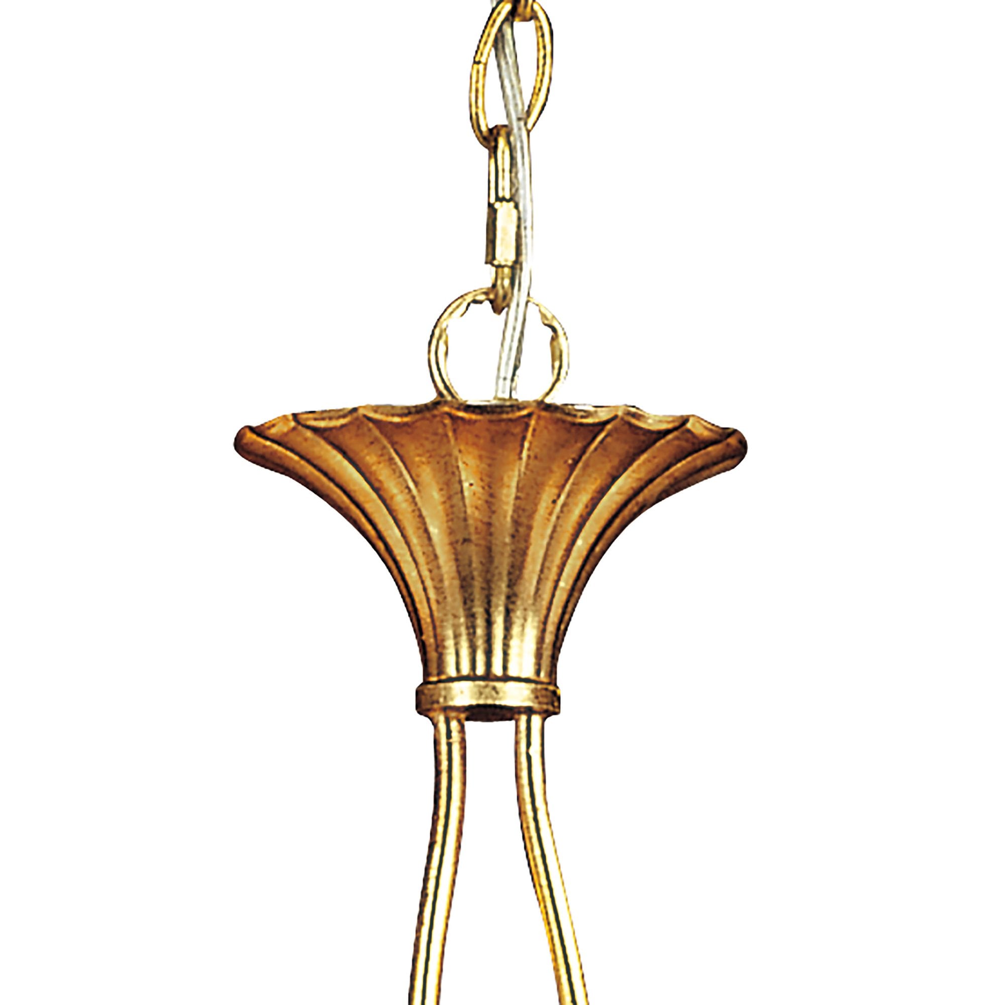 M0541 Paola Linear Pendant 2 Arm 6 Light E14 Gold Painted Cream Shades & Amber Glass Droplets