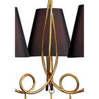 M0542/BS Paola Pendant 3 Light E14 Gold Painted Black Shades & Amber Glass Droplets