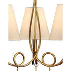 M0542 Paola Pendant 3 Light E14 Gold Painted Cream Shades & Amber Glass Droplets