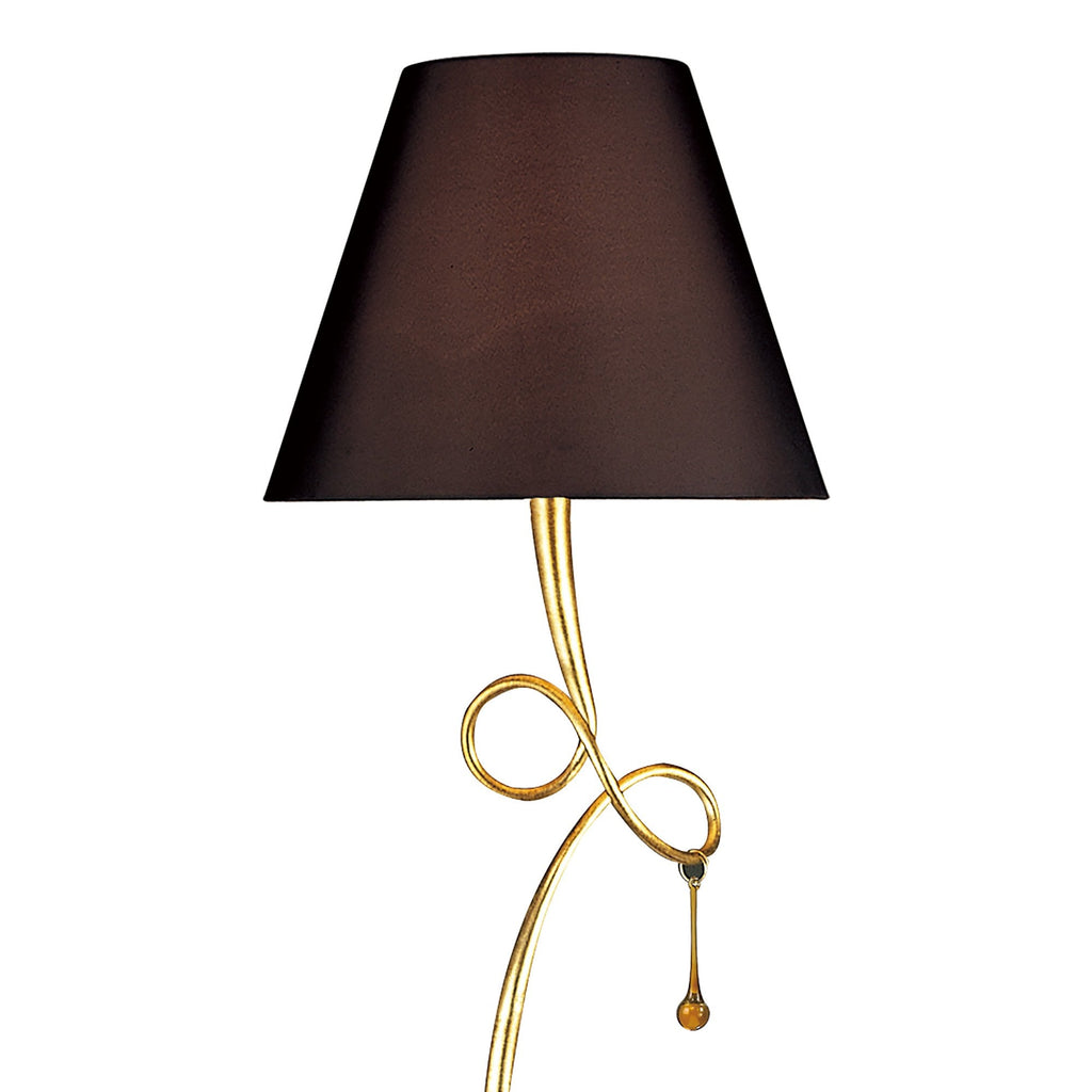 M0543/BS Paola Floor Lamp 1 Light E27 Gold Painted Black Shade & Amber Glass Droplets