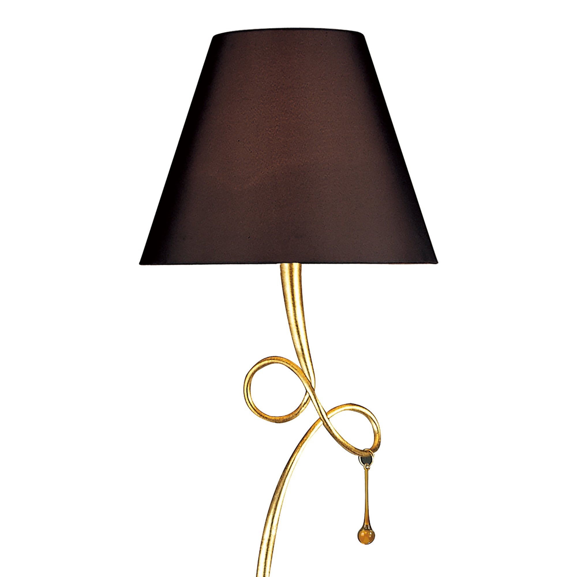 M0543/BS Paola Floor Lamp 1 Light E27 Gold Painted Black Shade & Amber Glass Droplets