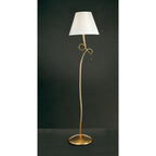 M0543 Paola Floor Lamp 1 Light E27 Gold Painted Cream Shade & Amber Glass Droplets