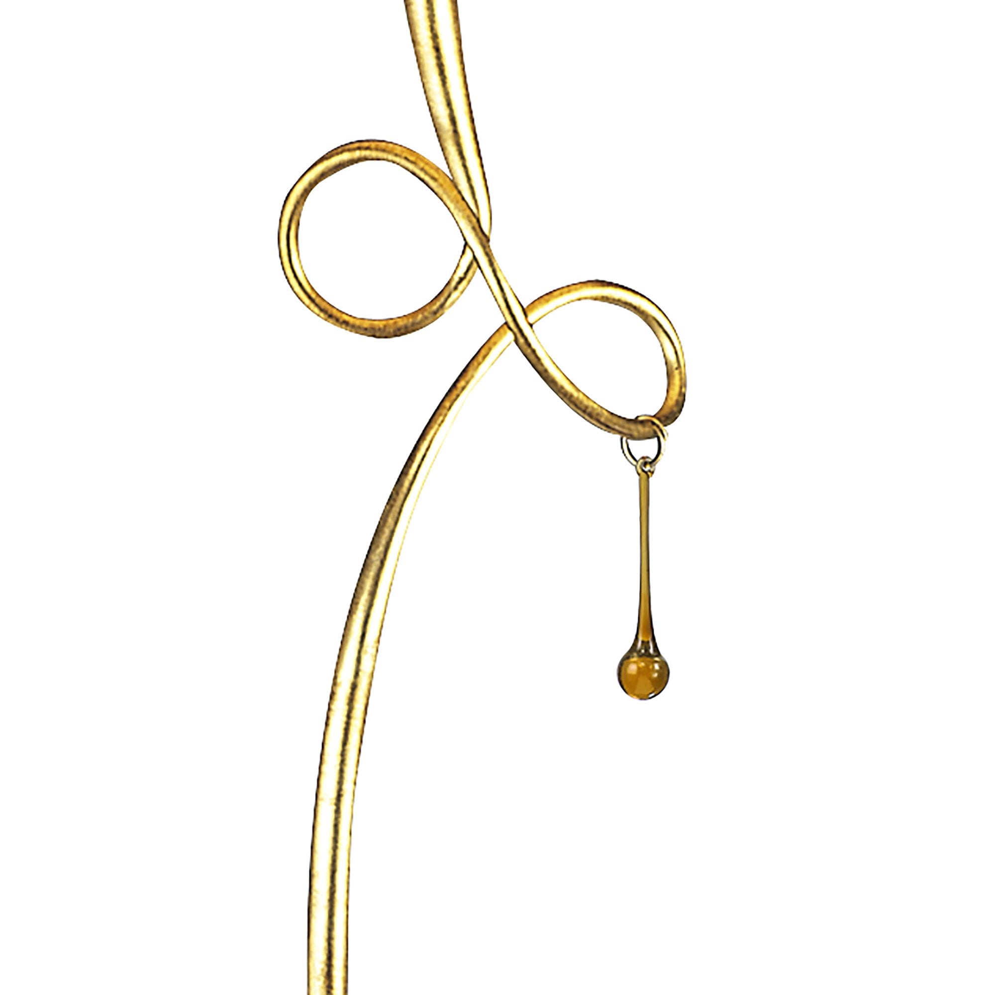 Paola Floor  Lamp 1 Light E27 Gold Painted Cream Shade & Amber Glass Droplets