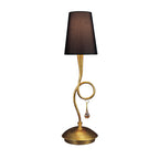 M0545/BS Paola Table Lamp 1 Light E14 Gold Painted Black Shade & Amber Glass Droplets