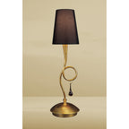 M0545/BS Paola Table Lamp 1 Light E14 Gold Painted Black Shade & Amber Glass Droplets