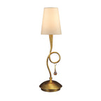 M0545 Paola Table Lamp 1 Light E14 Gold Painted Cream Shade & Amber Glass Droplets