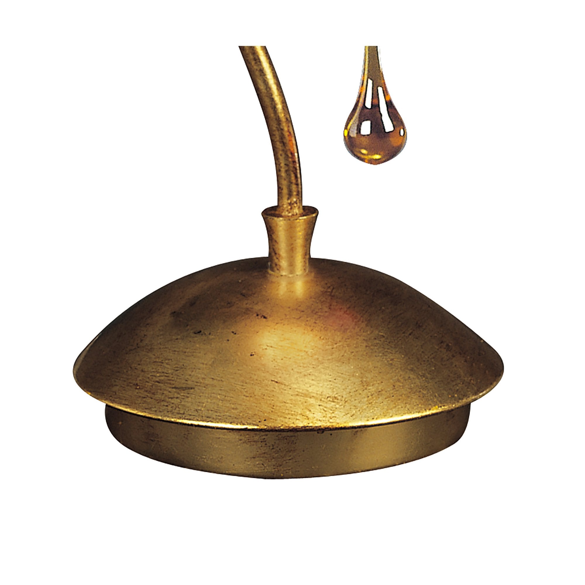 M0545 Paola Table Lamp 1 Light E14 Gold Painted Cream Shade & Amber Glass Droplets