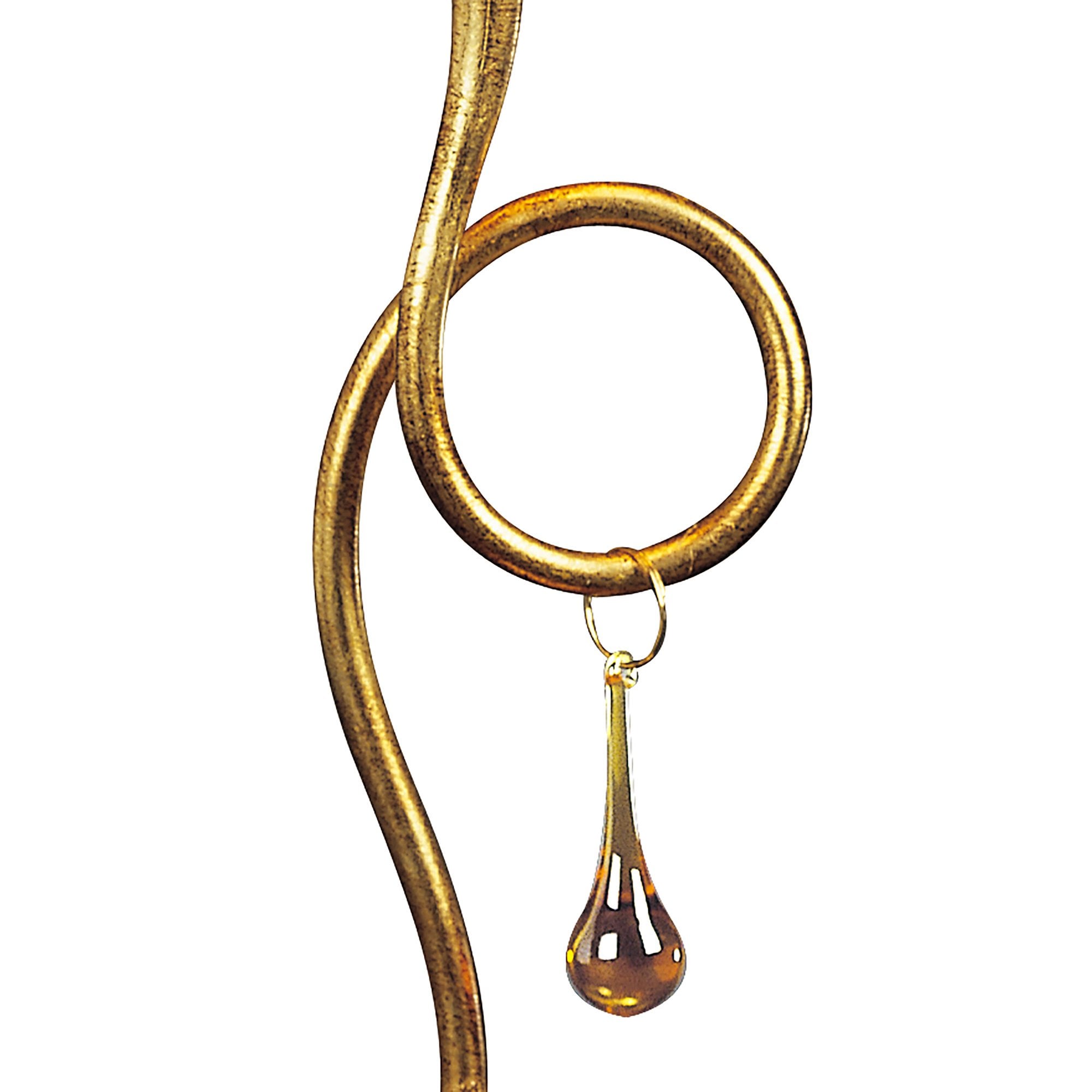 M0545 Paola Table Lamp 1 Light E14 Gold Painted Cream Shade & Amber Glass Droplets