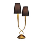 M0546/BS Paola Table Lamp 2 Light E14 Gold Painted Black Shades
