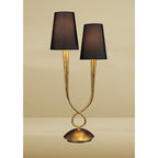 M0546/BS Paola Table Lamp 2 Light E14 Gold Painted Black Shades