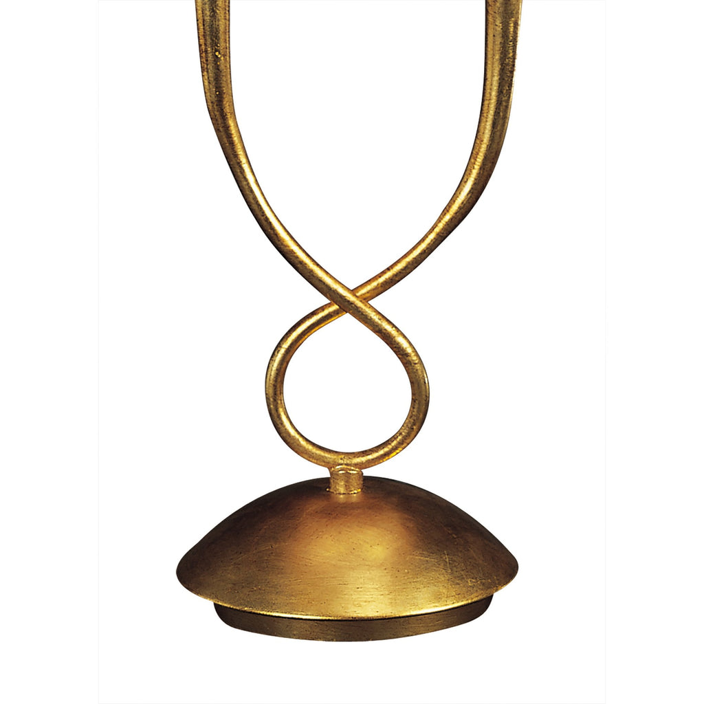 M0546 Paola Table Lamp 2 Light E14 Gold Painted Cream Shades