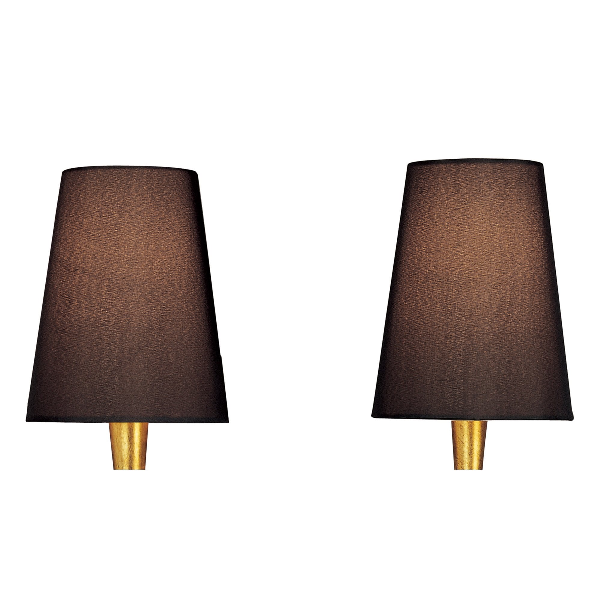 M0547/S/BS Paola Wall Lamp Switched 2 Light E14 Gold Painted Black Shades & Amber Glass Droplets