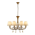 M6205 Paola Pendant 95cm Round 8 Light Gold Painting Cream Shades