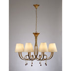 M6205 Paola Pendant 95cm Round 8 Light Gold Painting Cream Shades