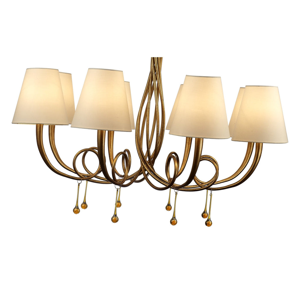 M6205 Paola Pendant 95cm Round 8 Light Gold Painting Cream Shades