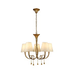 M6206 Paola Pendant 70cm Round 5 Light Gold Painting Cream Shades