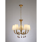 M6206 Paola Pendant 70cm Round 5 Light Gold Painting Cream Shades