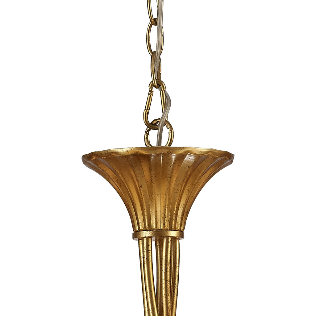 M6206 Paola Pendant 70cm Round 5 Light Gold Painting Cream Shades