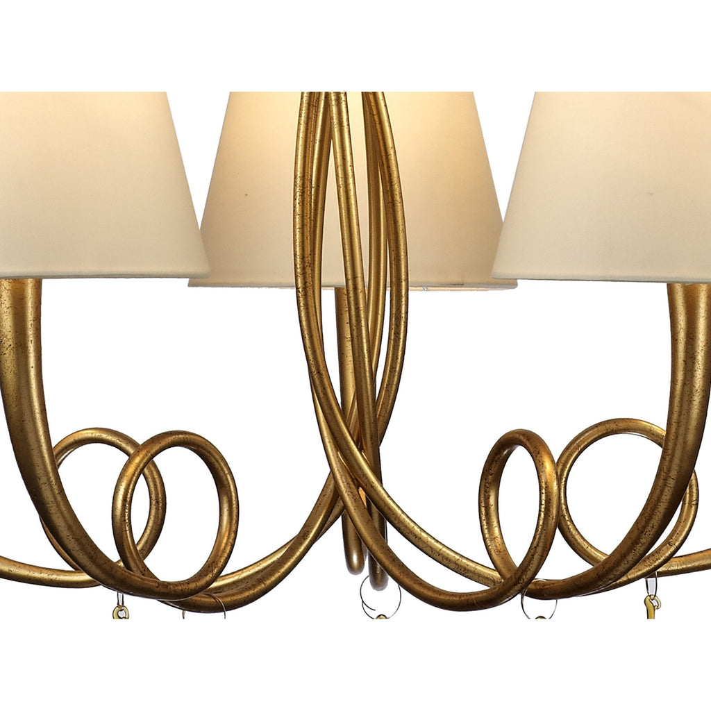 M6206 Paola Pendant 70cm Round 5 Light Gold Painting Cream Shades