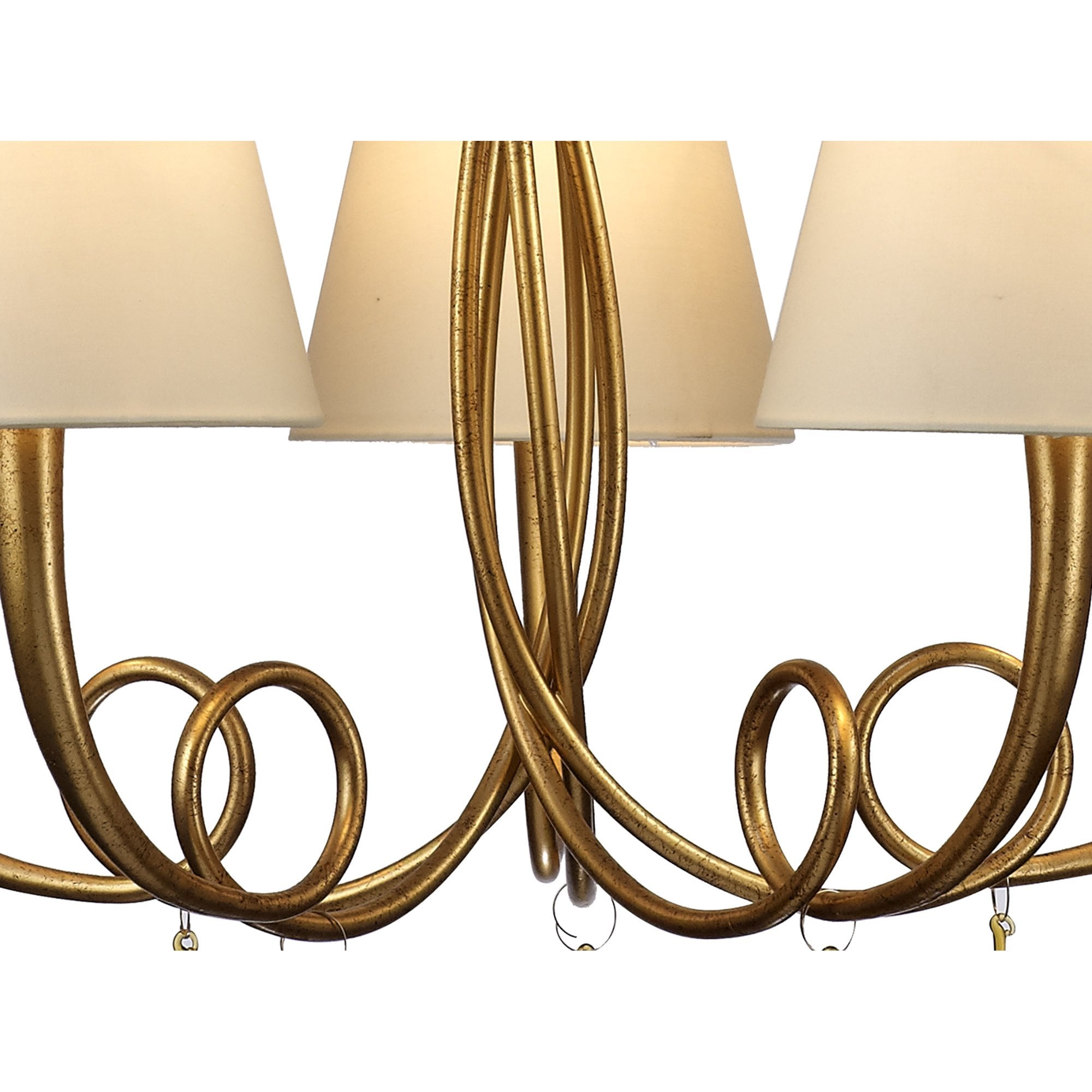 M6206 Paola Pendant 70cm Round 5 Light Gold Painting Cream Shades