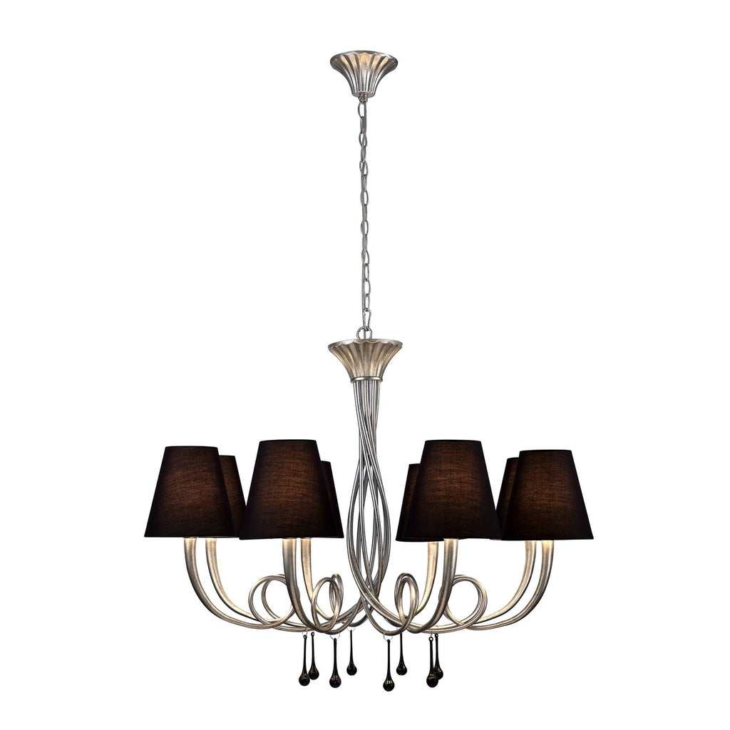 M6207 Paola Pendant 95cm Round 8 Light Silver Painting Black Shades
