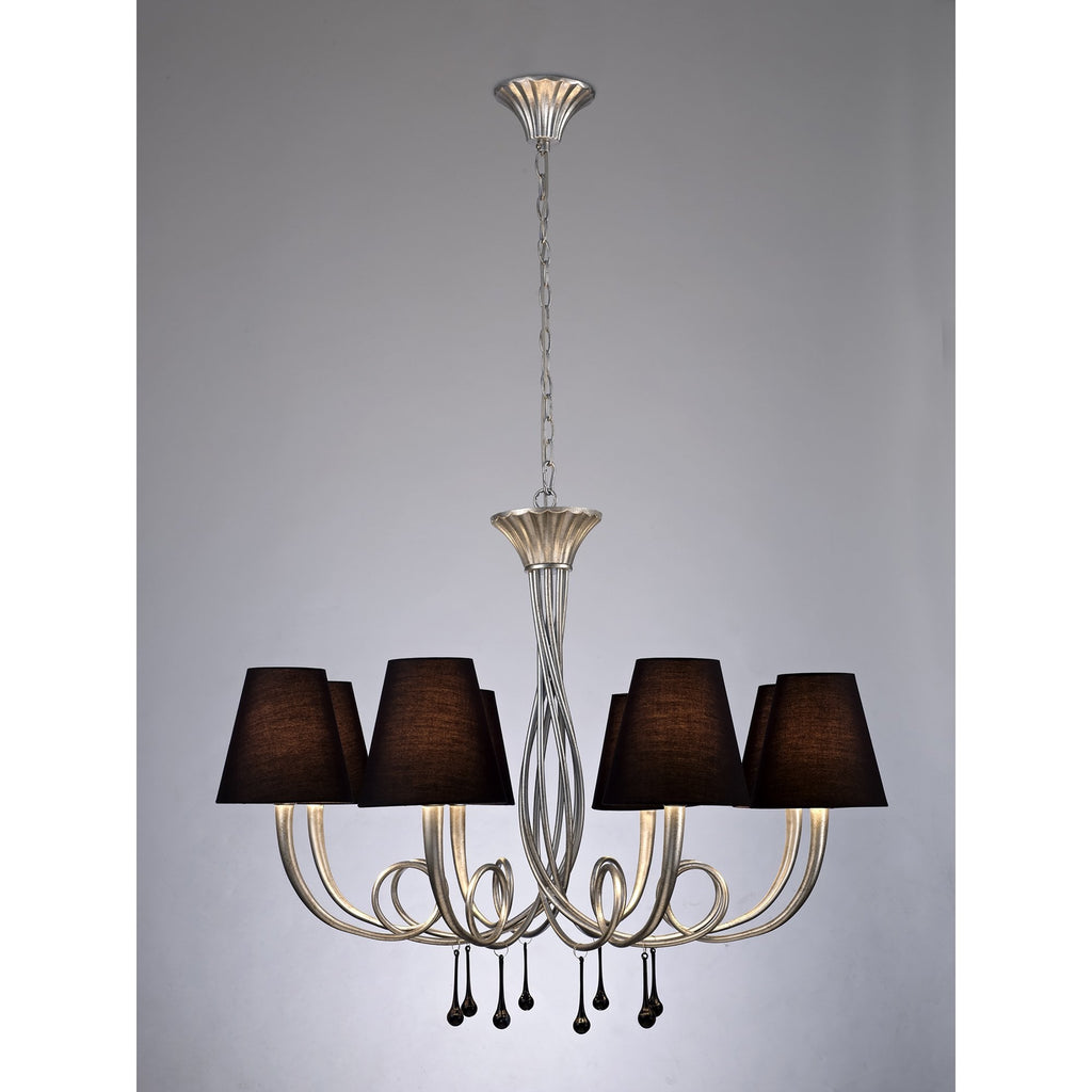 M6207 Paola Pendant 95cm Round 8 Light Silver Painting Black Shades