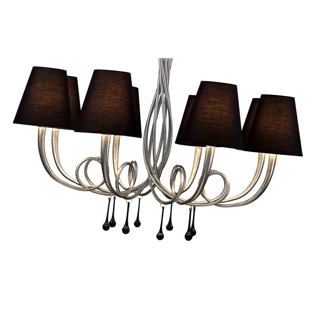 M6207 Paola Pendant 95cm Round 8 Light Silver Painting Black Shades