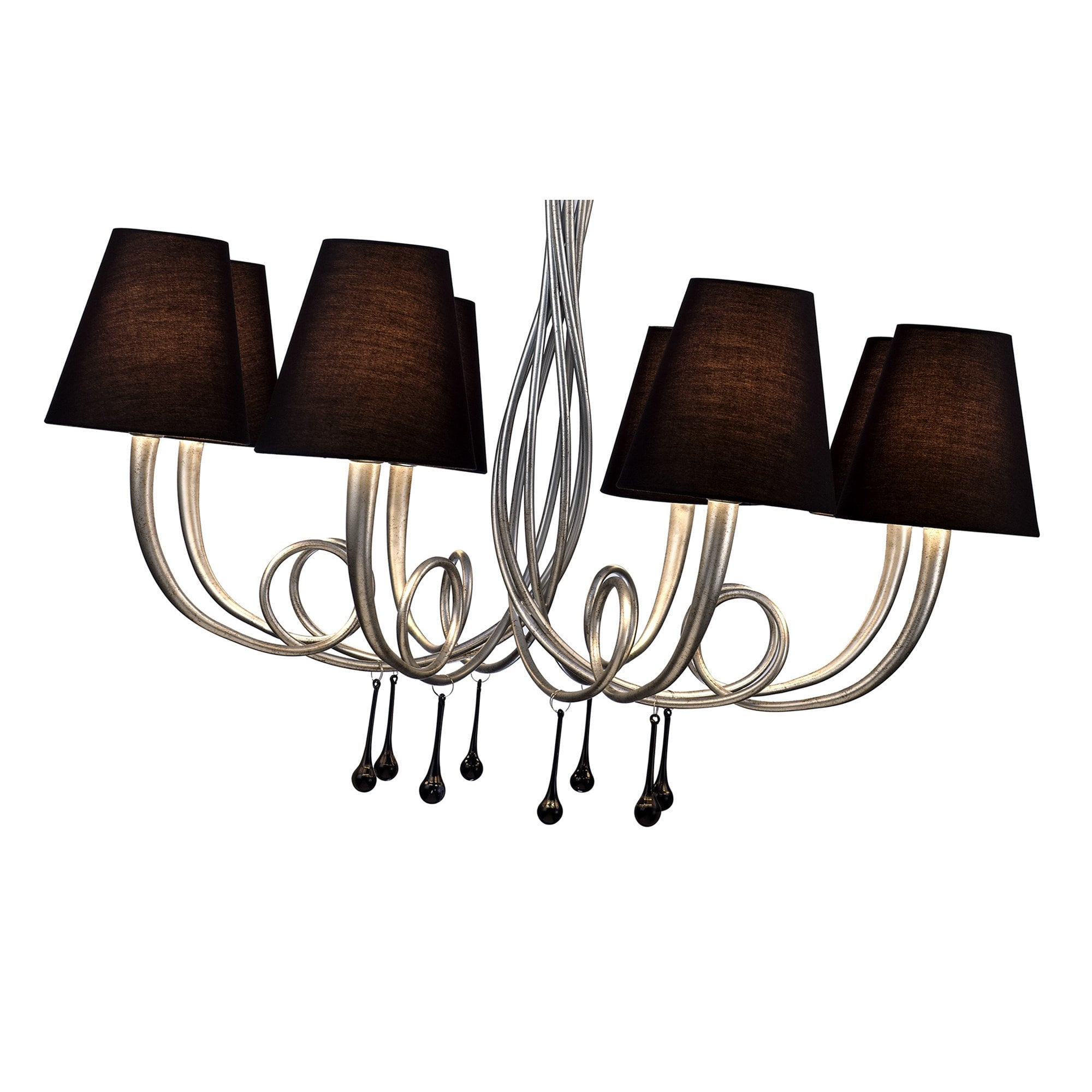 M6207 Paola Pendant 95cm Round 8 Light Silver Painting Black Shades