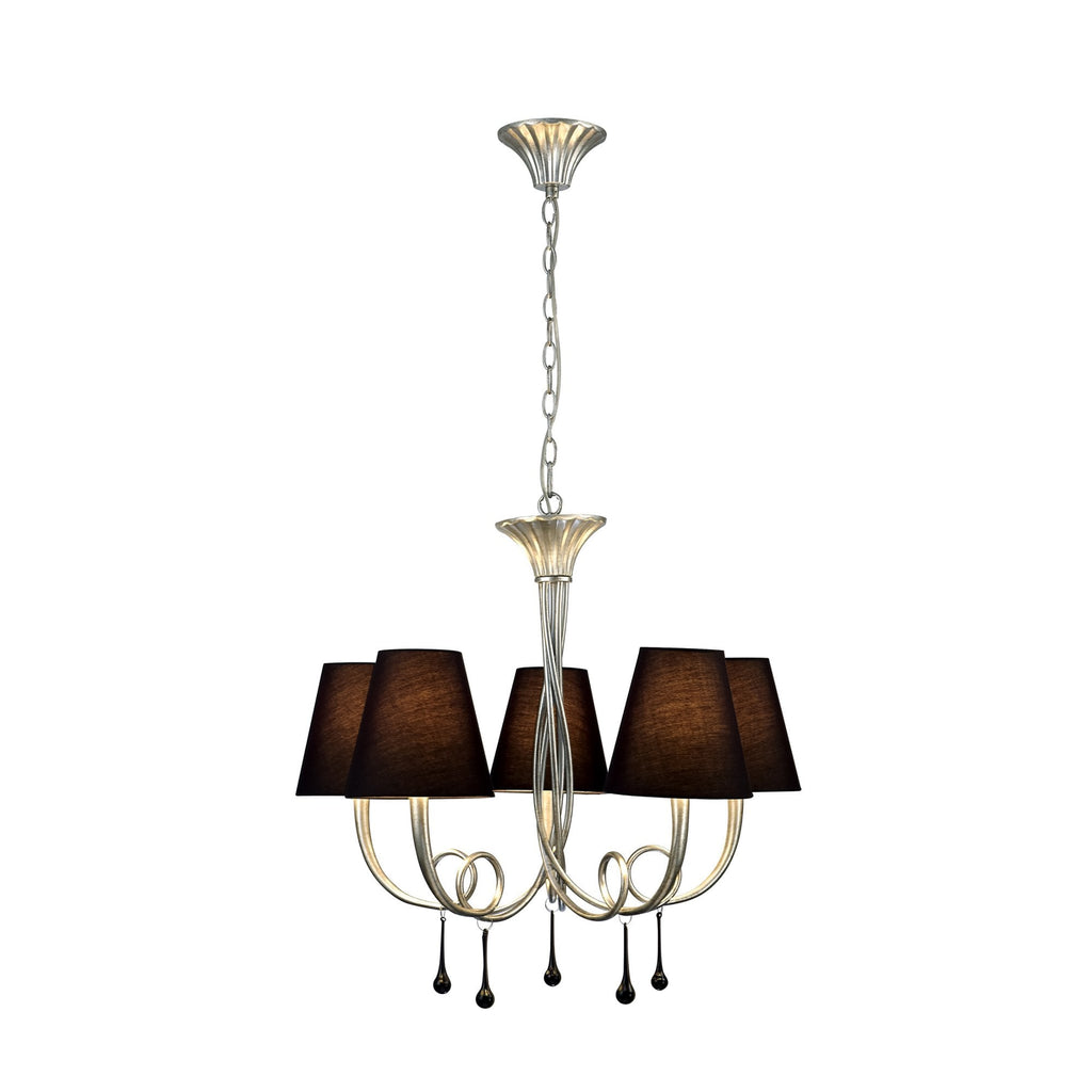 M6208 Paola Pendant 70cm Round 5 Light Silver Painting Black Shades