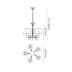 M6208 Paola Pendant 70cm Round 5 Light Silver Painting Black Shades