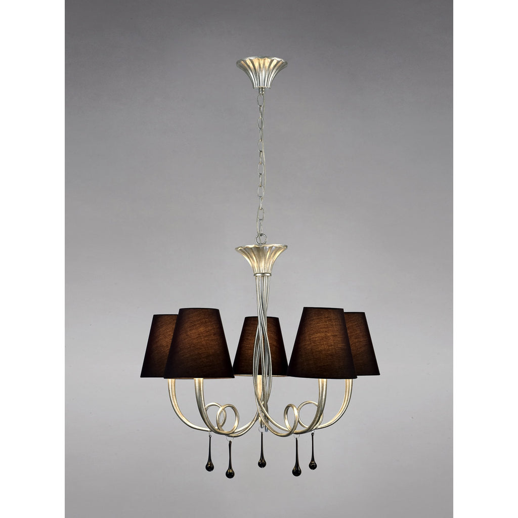 M6208 Paola Pendant 70cm Round 5 Light Silver Painting Black Shades
