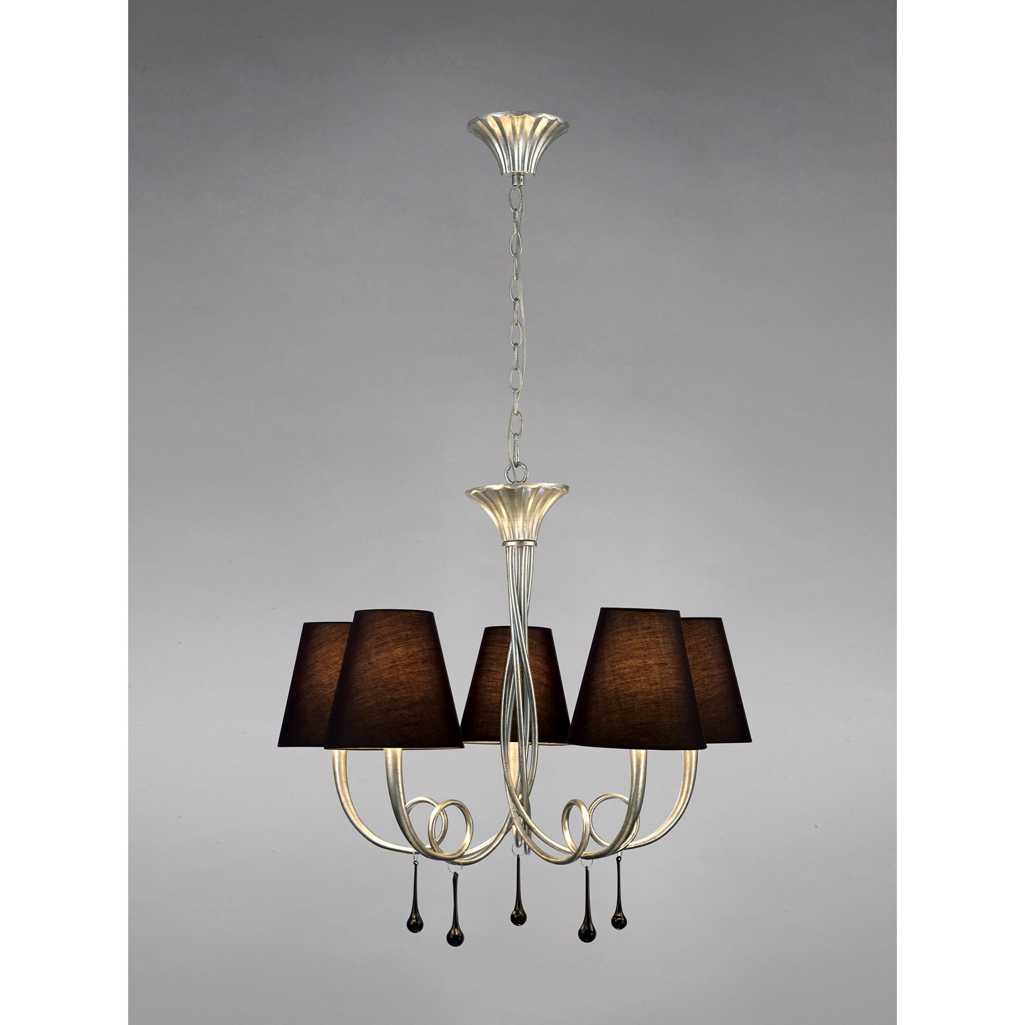 M6208 Paola Pendant 70cm Round 5 Light Silver Painting Black Shades