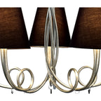 M6208 Paola Pendant 70cm Round 5 Light Silver Painting Black Shades