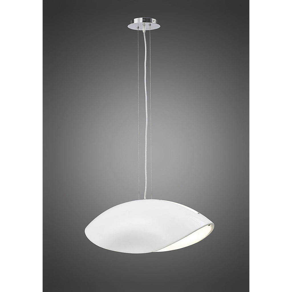 M1941 Pasion Rectangular Pendant 4 Light E27 Gloss White/White Acrylic/Polished Chrome
