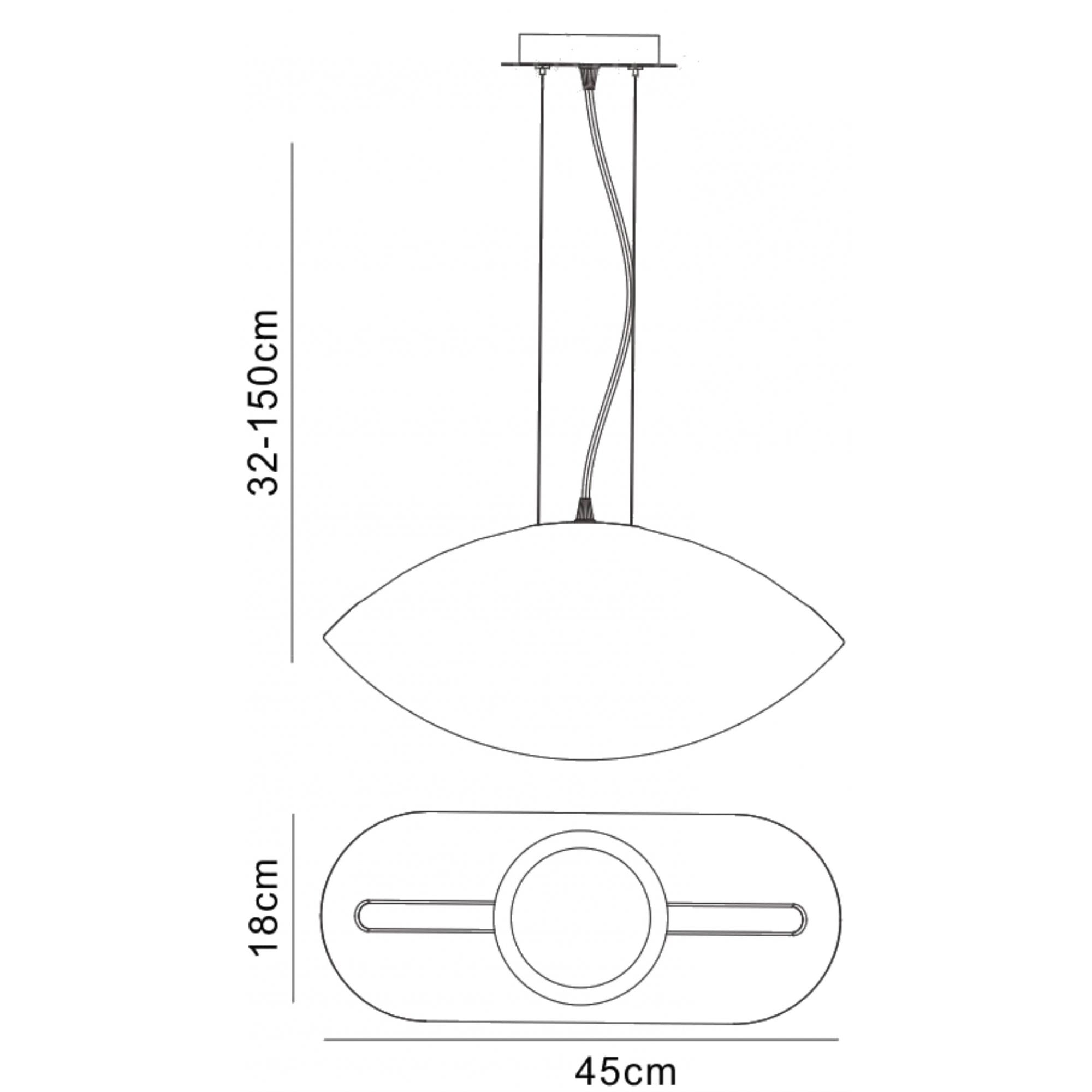 M1942 Pasion Oval Pendant 3 Light E27 Gloss White/White Acrylic/Polished Chrome
