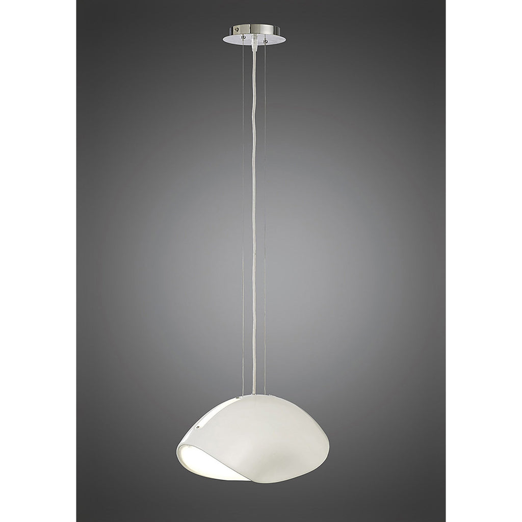 M1942 Pasion Oval Pendant 3 Light E27 Gloss White/White Acrylic/Polished Chrome