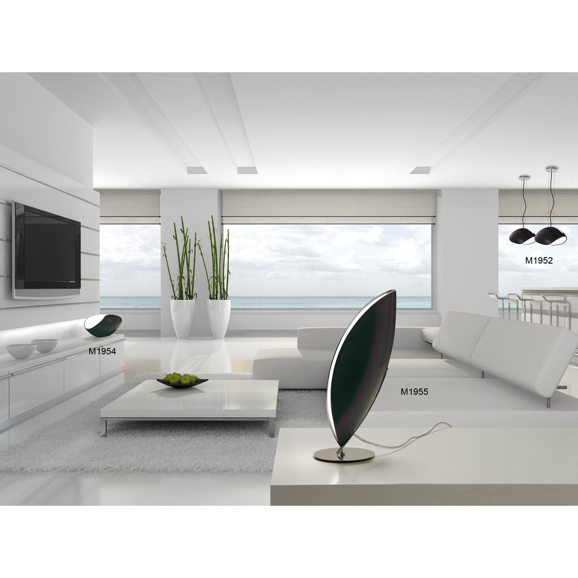 M1952 Pasion Rectangular Pendant 3 Light E27 Gloss Black/White Acrylic/Polished Chrome