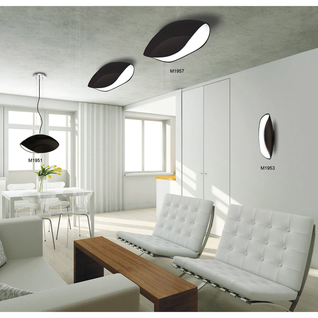 M1953 Pasion Wall Lamp 2 Light E27 Gloss Black/White Acrylic/Polished Chrome