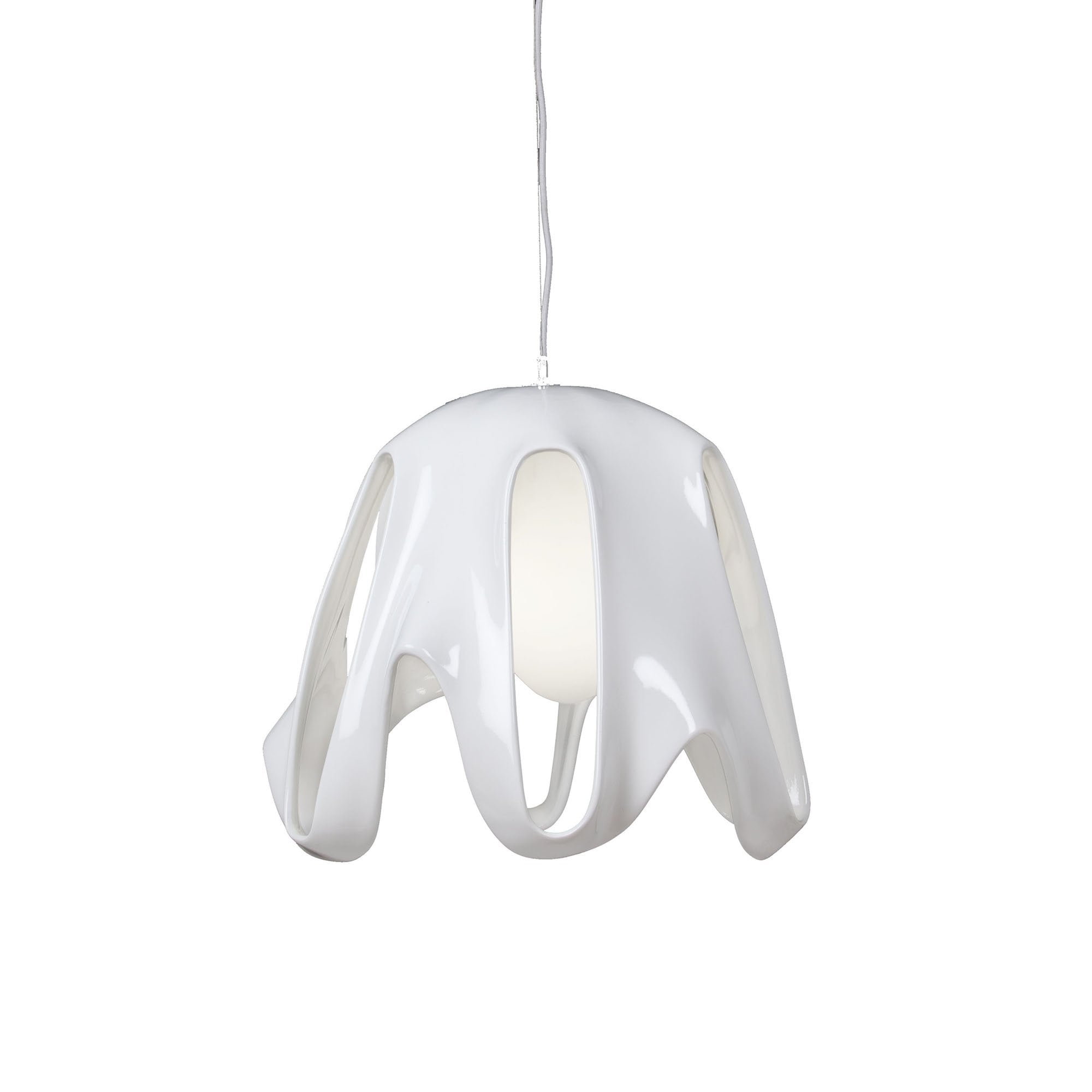 M3740 Phantom Pendant 1 Light E27 Gloss White/Frosted White Glass/Polished Chrome