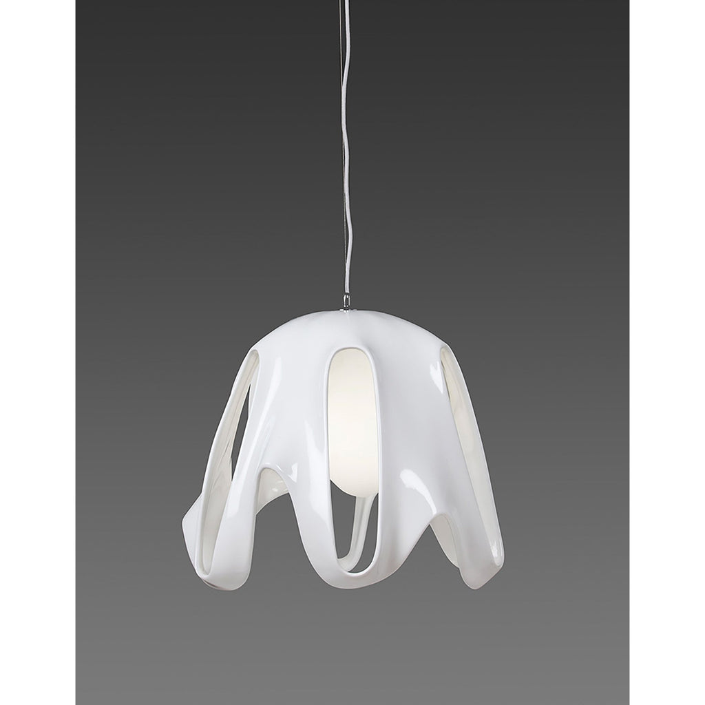 M3740 Phantom Pendant 1 Light E27 Gloss White/Frosted White Glass/Polished Chrome