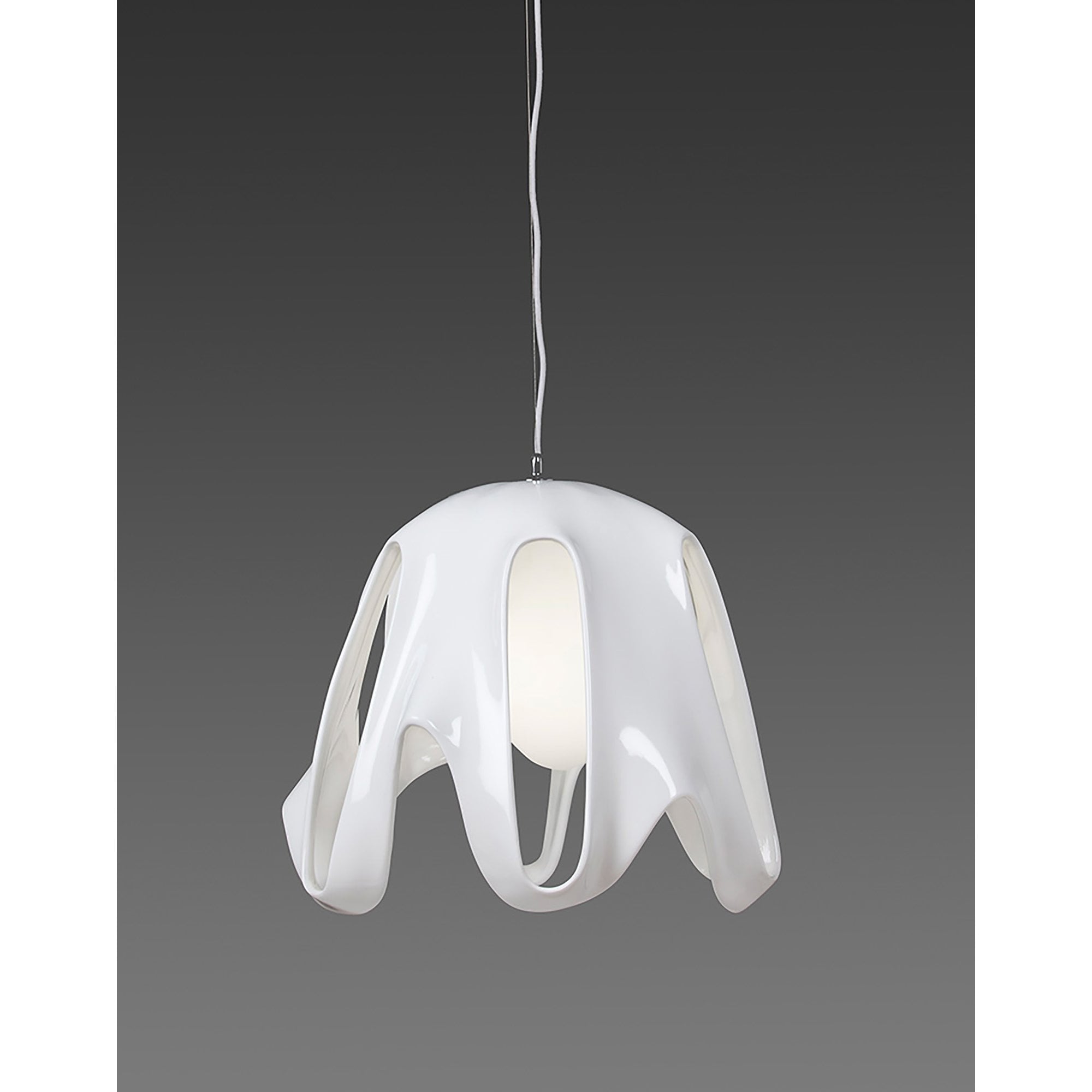 M3740 Phantom Pendant 1 Light E27 Gloss White/Frosted White Glass/Polished Chrome