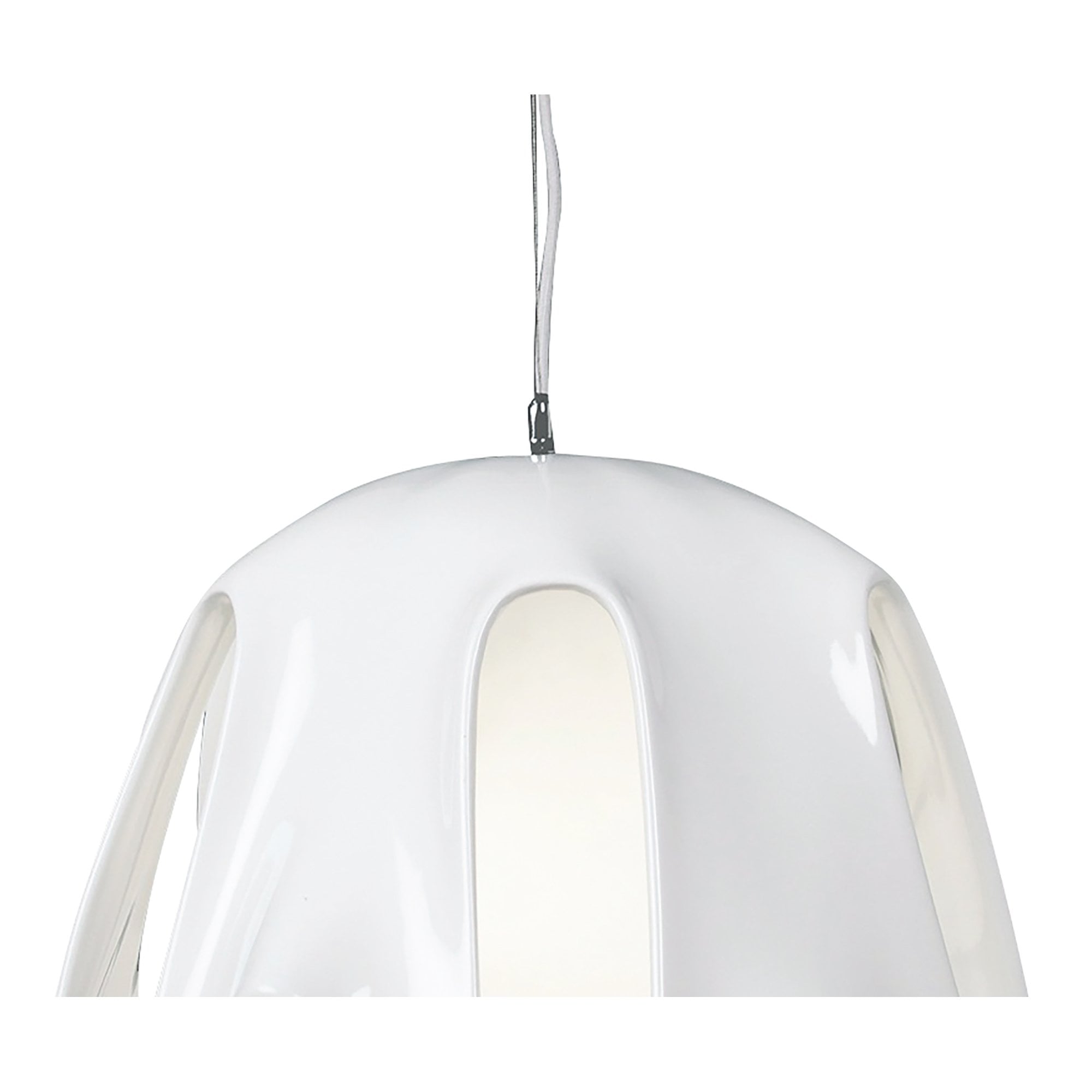 M3740 Phantom Pendant 1 Light E27 Gloss White/Frosted White Glass/Polished Chrome
