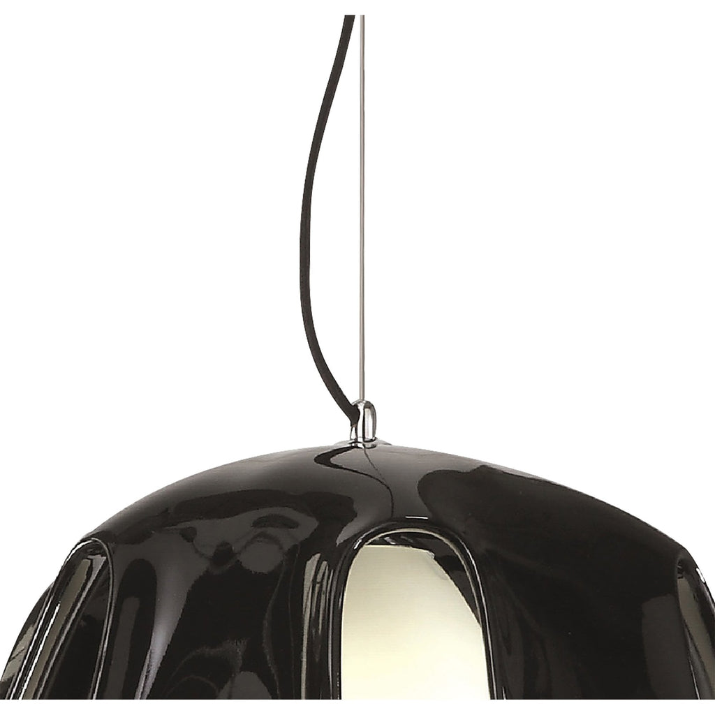 M3741 Phantom Pendant 1 Light E27 Gloss Black/Frosted White Glass/Polished Chrome