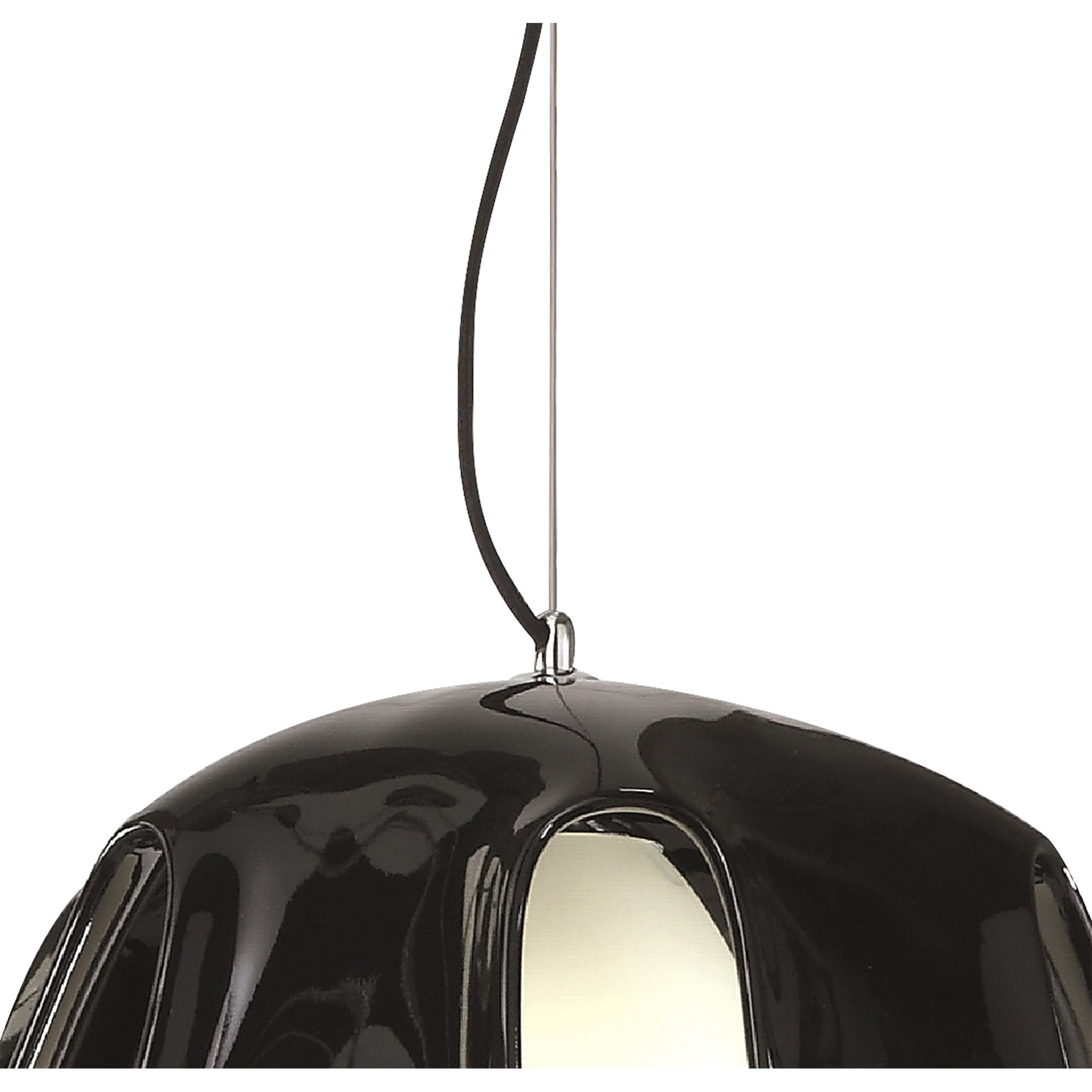 M3741 Phantom Pendant 1 Light E27 Gloss Black/Frosted White Glass/Polished Chrome