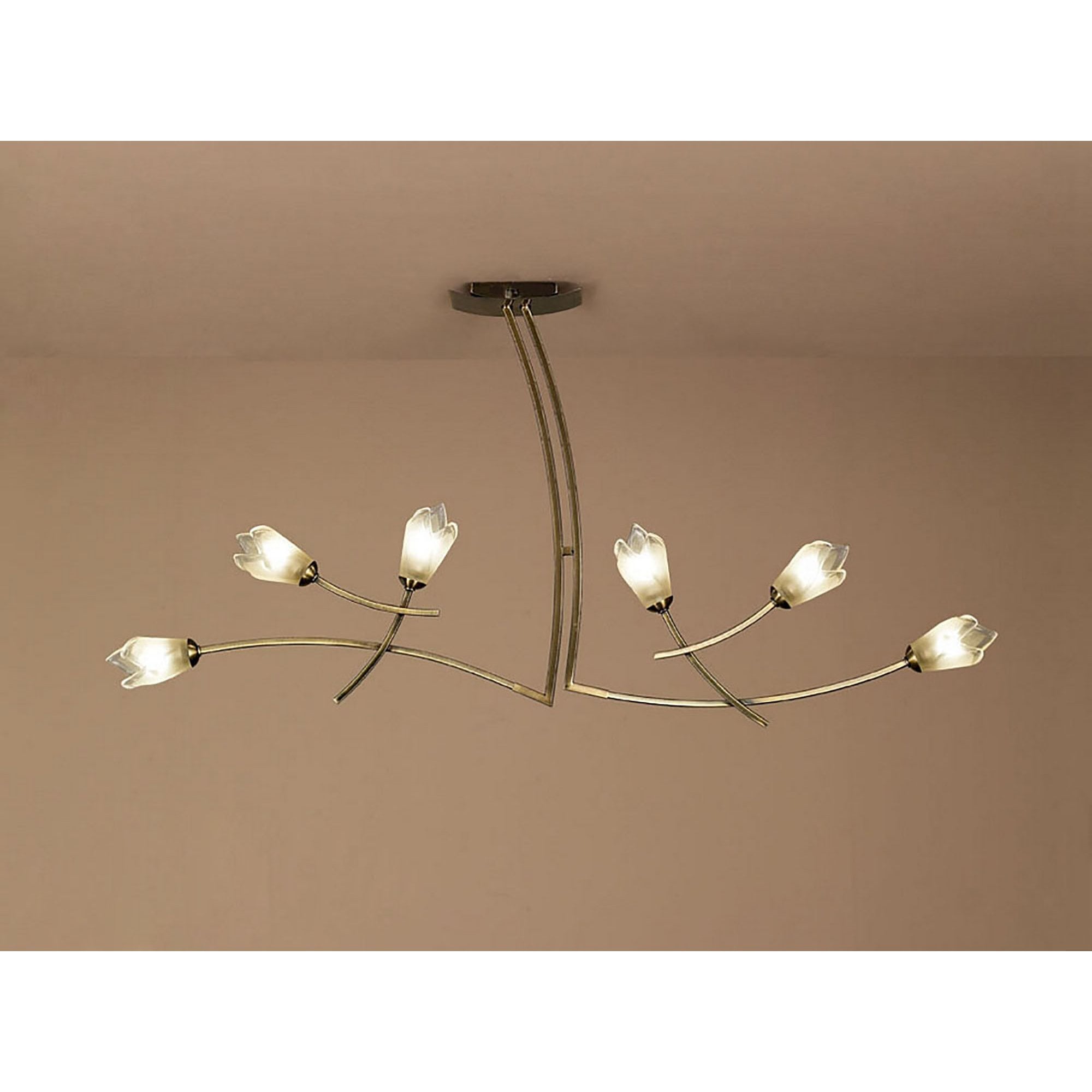 M0191AB Pietra Linear Pendant 2 Arm 6 Light G9 Antique Brass