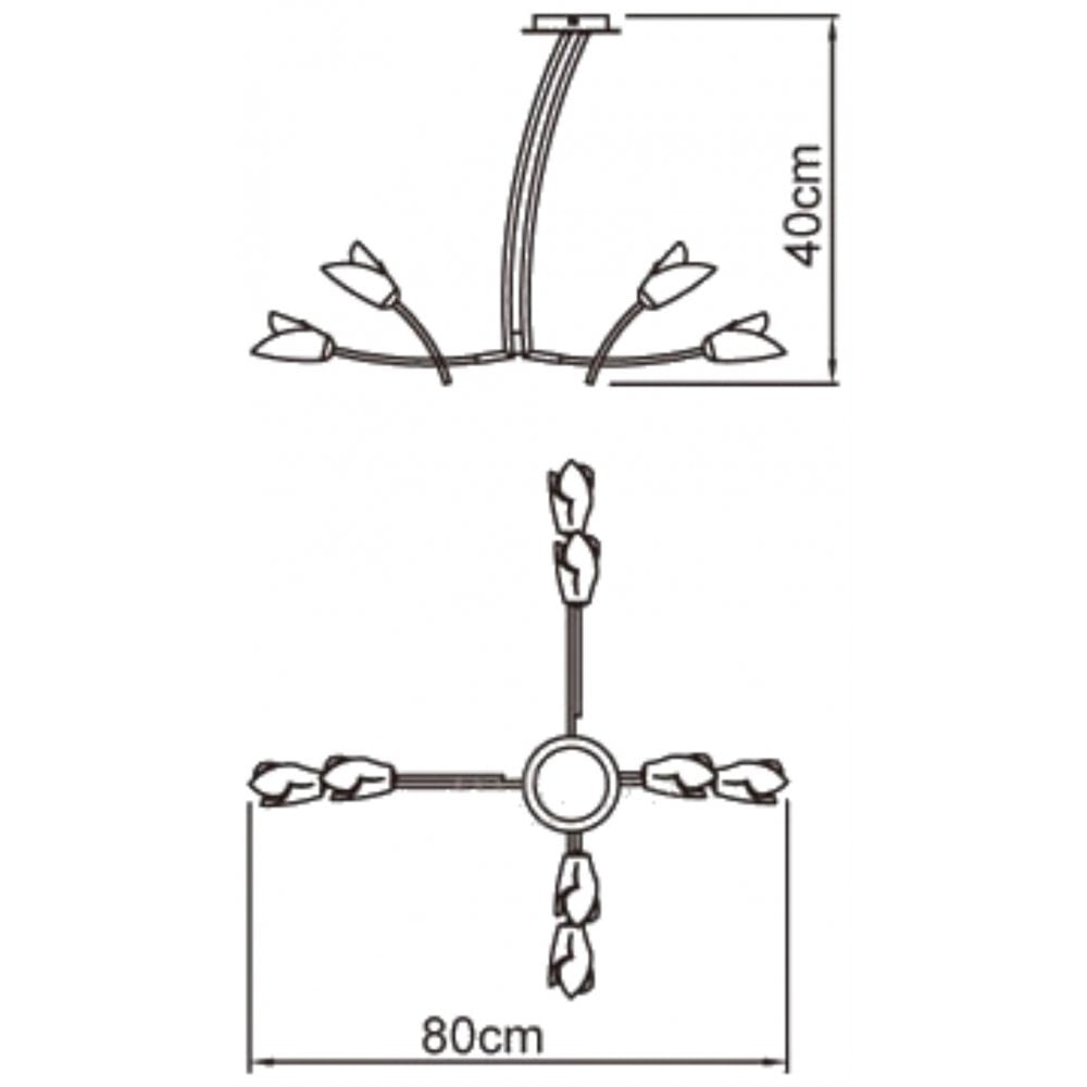 M0180 Pietra Pendant 4 Arm 8 Light G9 Polished Chrome